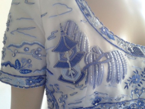 Bellville Sassoon Dress - UNIQUE Willow Pattern embroidery - WOW!